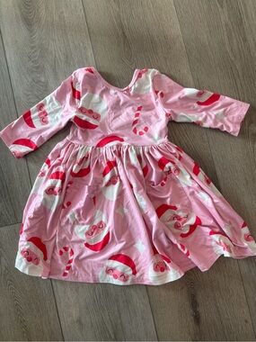MILA & ROSE Girls' Pink Santa Print Holiday Dress